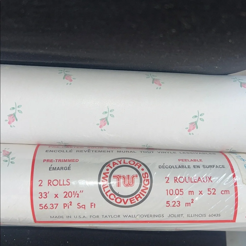 Taylor wallcoverings two rolls pre-trimmed peelable floral pattern
